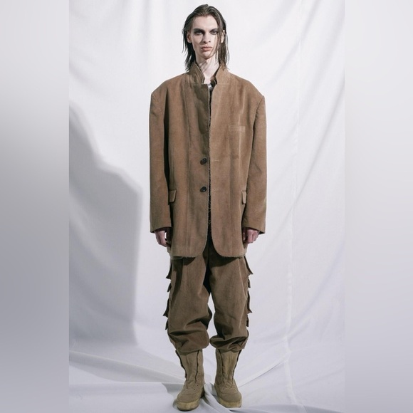 ASPARAGUS NEW $440 MENS SZ S MULTI POCKETS CARGO PANTS BROWN Y2K ARMY MILITARY - Picture 5 of 16